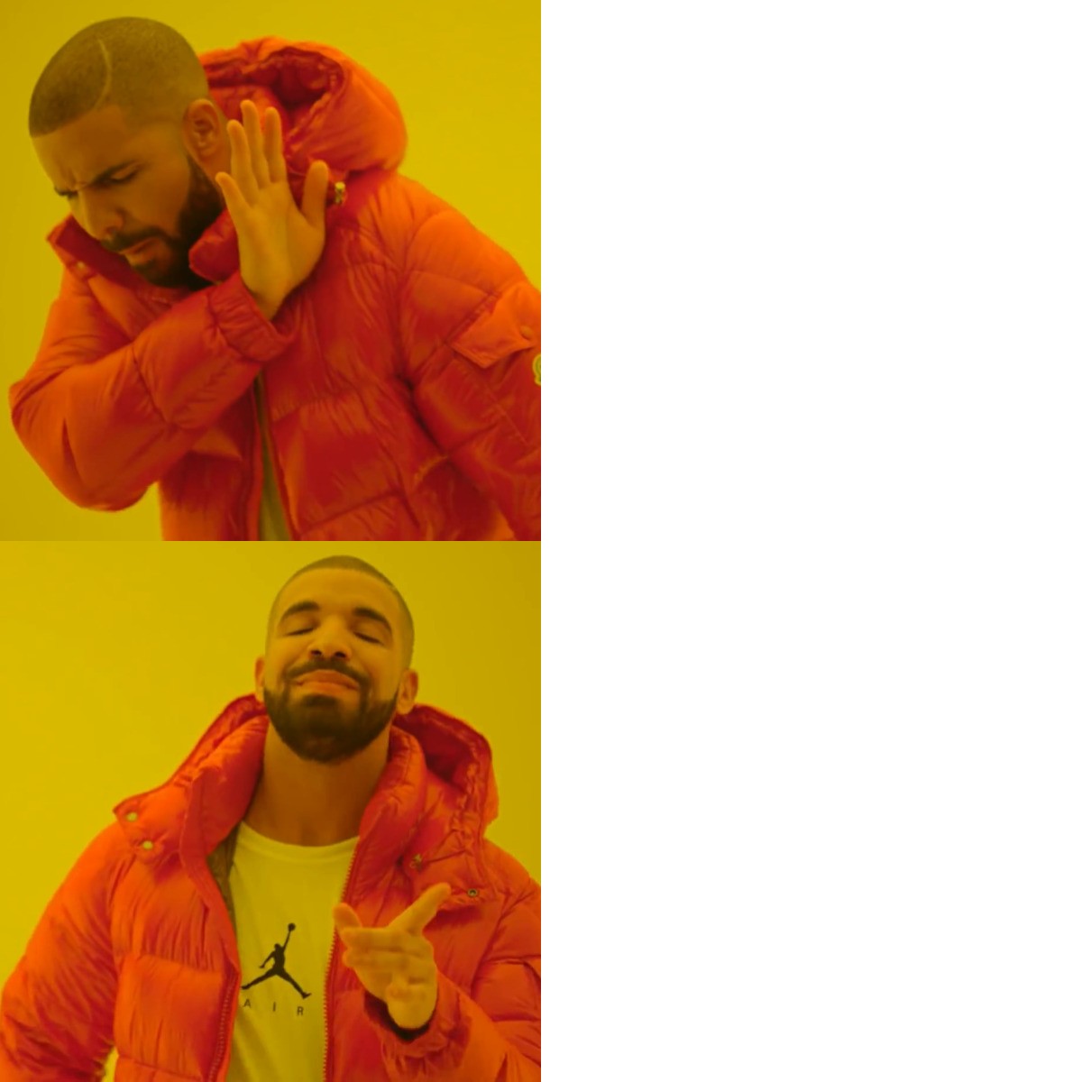 Drake Hotline Bling meme about Ayoh Foods