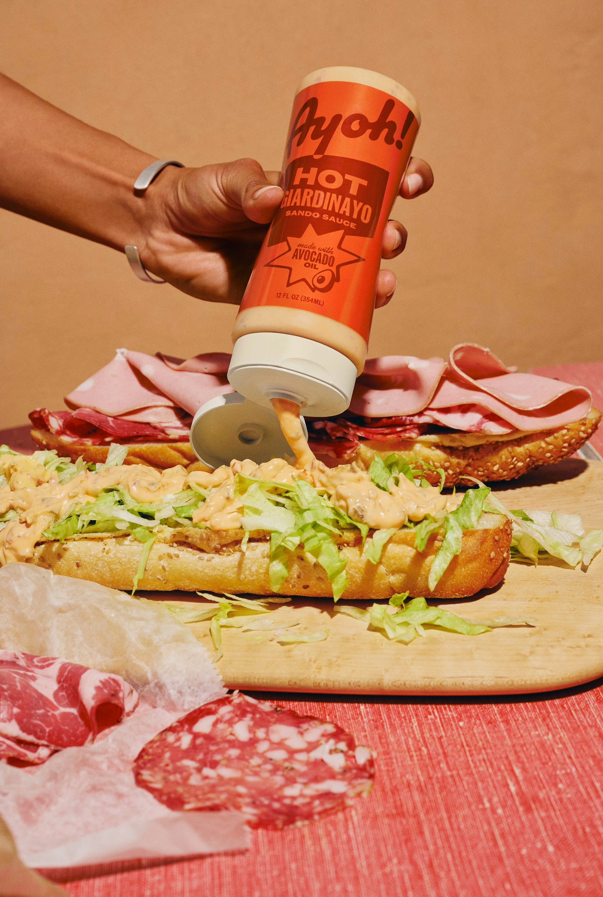 Hot Giardinayo sandwich close-up