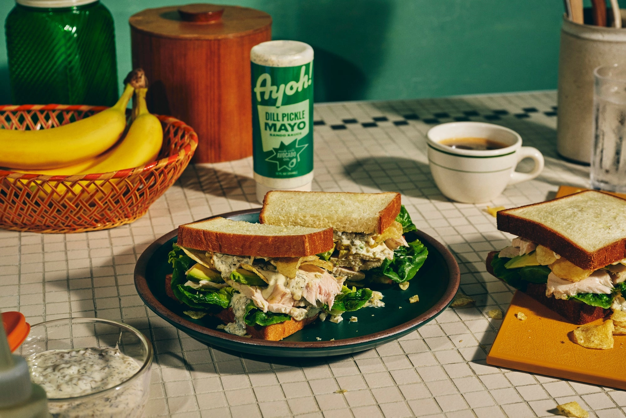Dill Pickle Mayo with a sandwich