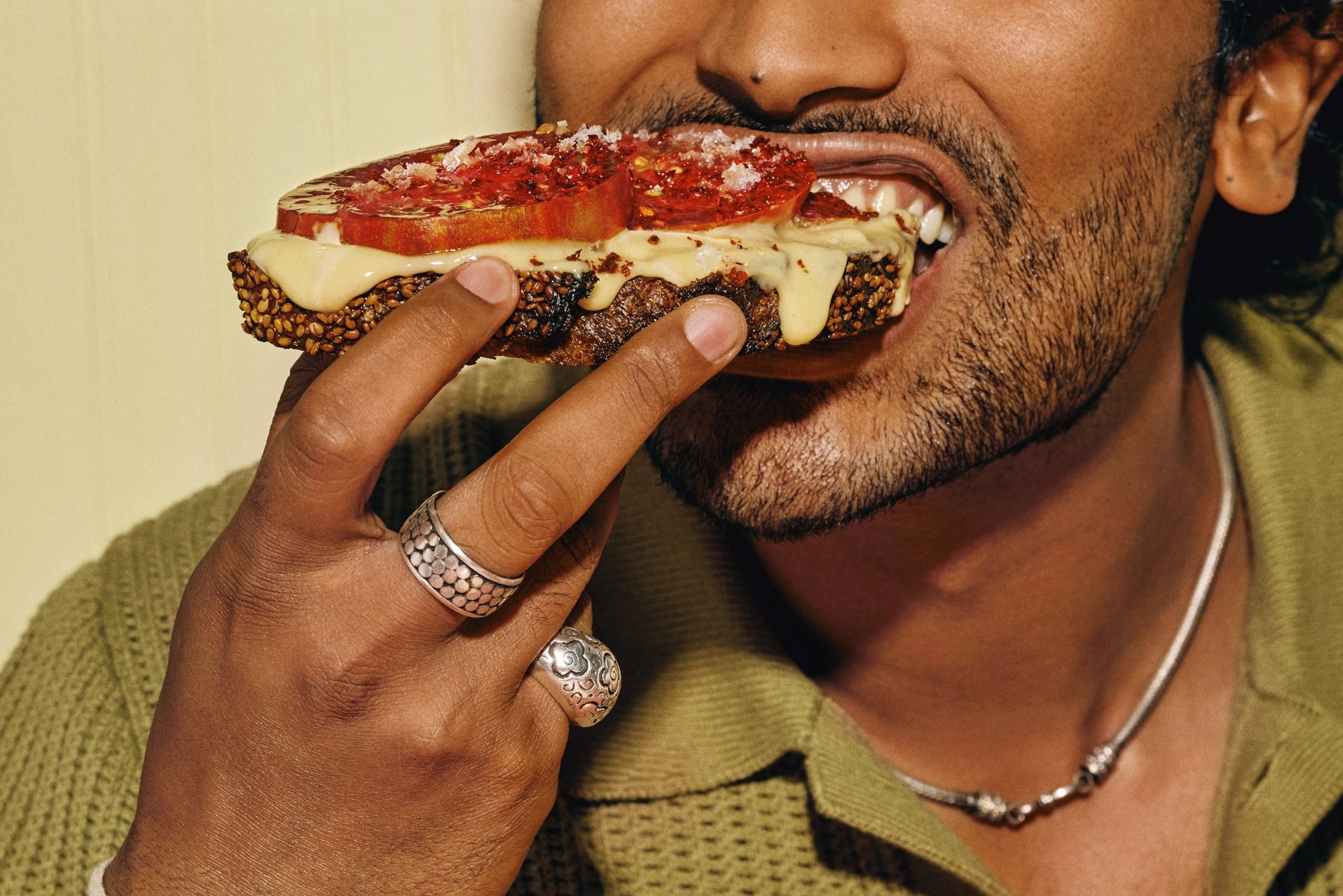 Tomato toast with a creamy topping